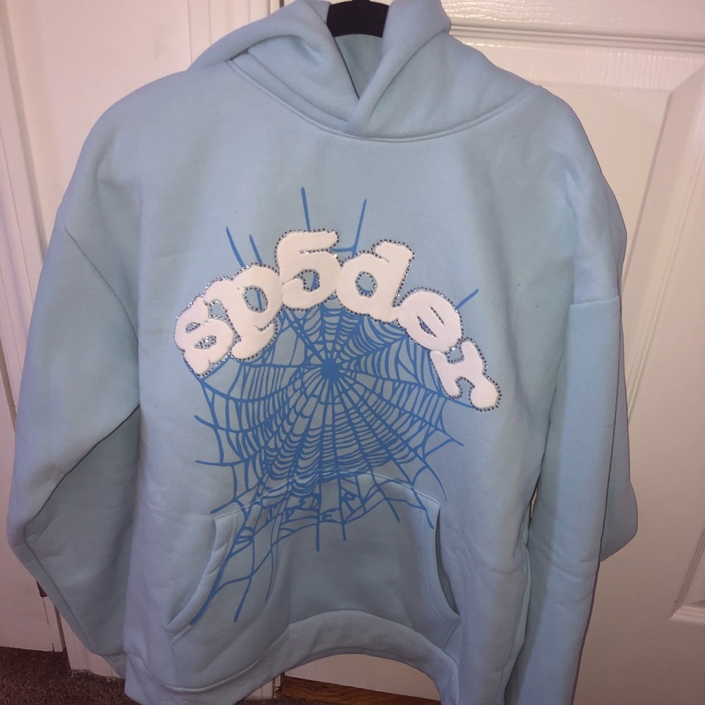 Sp5der Blue Graphic Hoodie
